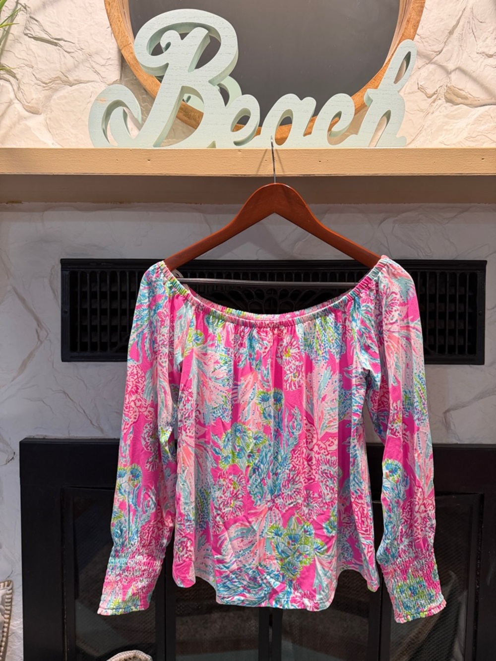 Lilly Pulitzer Pink Multicolor Off-Shoulder Floral Top